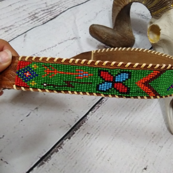 Wampum handbeaded 70s belt size 28' - Picture 5 of 8